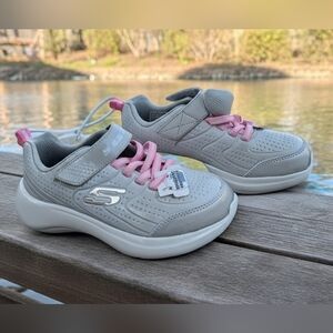 Skechers Kids' Light Gray and Pink Sneakers